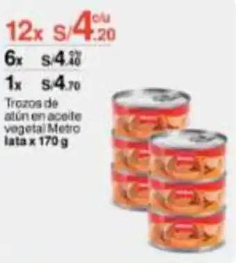 Metro Trozos atún en aceite vegetal Metro lata x 170 g x 12 oferta