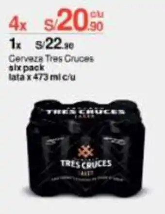 Metro Cerveza Tres Cruces six pack lata x 473 ml x 4 oferta
