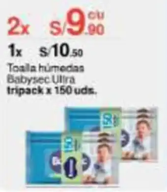 Metro Toalla humedas Babysec Ultra tripack 150 uds. x 2 oferta