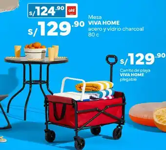 Plaza Vea Mesa VIVA HOME acero y vidrio charcoal 80 c oferta