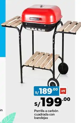Plaza Vea Parrilla a carbón cuadrada con bandejas oferta
