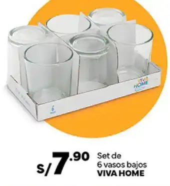 Plaza Vea Set de 6 vasos bajos VIVA HOME oferta