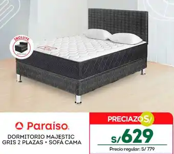 Tottus Paraíso DORMITORIO MAJESTIC GRIS 2 PLAZAS + SOFÁ CAMA oferta