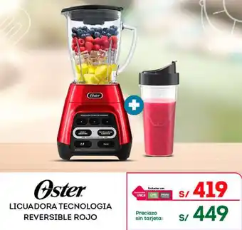 Tottus Oster LICUADORA TECNOLOGIA REVERSIBLE ROJO oferta
