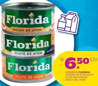 Tambo CONSERVA FLORIDA TROZOS DE ATÚN 140 G/ FILETE DE ATÚN EN AGUA Y SAL 110G oferta