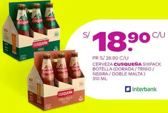 Tambo CERVEZA CUSQUEÑA SIXPACK BOTELLA DORADA/TRIGO / NEGRA / DOBLE MALTA 310ML oferta