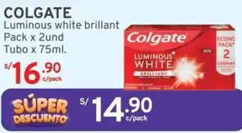 Mifarma COLGATE Luminous white brillant Pack x 2und Tubo x 75ml oferta
