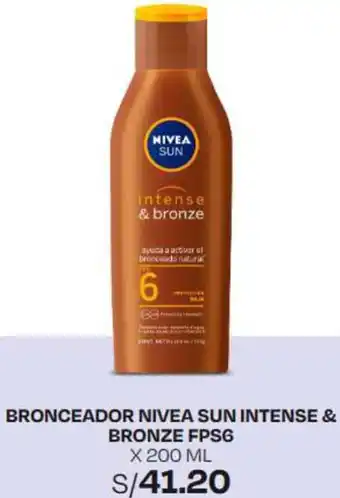 Wong BRONCEADOR NIVEA SUN INTENSE & BRONZE FPS6 X 200ML oferta