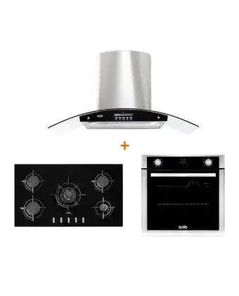 Tiendas EFE Combo sole: encimera 5 quemadores solco033 + campana decorativa ture63co + horno empotrable solho012 oferta