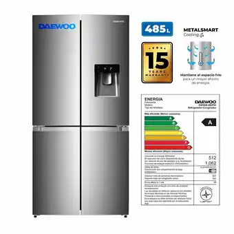 Tottus Refrigerador sbs 4p 485l panl disp inox oferta