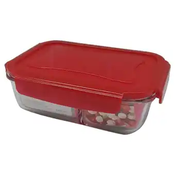 Tottus Hermetico vidrio rectang div 1.2 lt rojo oferta