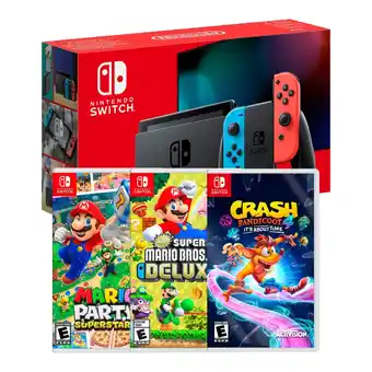 Tiendas EFE Consola nintendo switch + juego super mario party superstar + juego mario kart deluxe + juego crash bandicoot 4 oferta