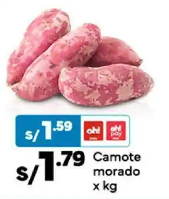 Plaza Vea Camote morado x kg oferta