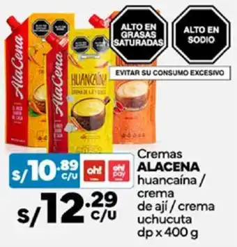 Plaza Vea Cremas ALACENA huancaína / crema de ají / crema uchucuta dp x 400g oferta