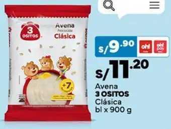 Plaza Vea Avena 3 OSITOS Clásica bl x 900g oferta