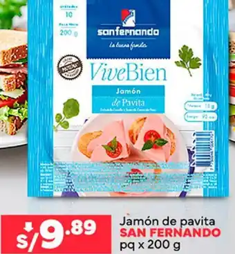 Plaza Vea Jamón de pavita SAN FERNANDO pq x 200g oferta