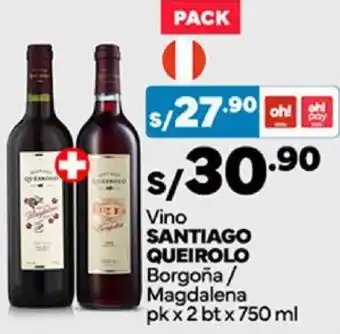 Plaza Vea Vino SANTIAGO QUEIROLO Borgoña / Magdalena pk x 2 bt x 750ml oferta