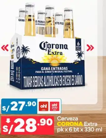 Plaza Vea Cerveza Corona Extra pk x 6bt x 330ml oferta