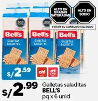 Plaza Vea Galletas saladitas BELL'S pq x 6 unid oferta