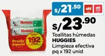 Plaza Vea Toallitas húmedas HUGGIES Limpieza efectiva pq x 192 unid oferta