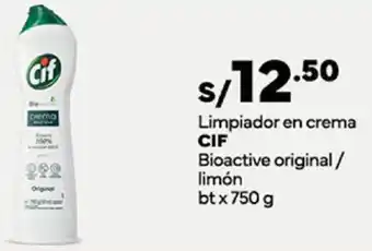 Plaza Vea Limpiador en crema CIF Bioactive original/ limón bt x 750g oferta