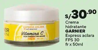 Plaza Vea Crema hidratante GARNIER Express aclara FPS 30 fr x 50ml oferta