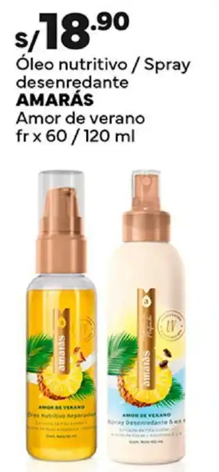 Plaza Vea Óleo nutritivo / Spray desenredante AMARÁS Amor de verano fr x 60/120 ml oferta