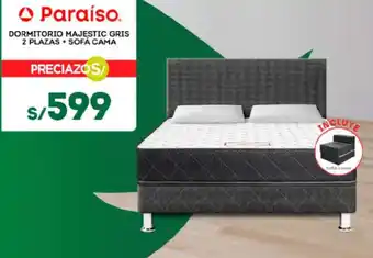 Tottus Paraíso DORMITORIO MAJESTIC GRIS 2 PLAZAS + SOFÁ CAMA oferta