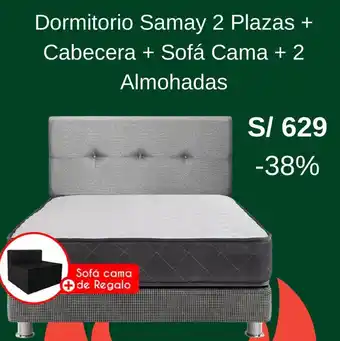 Tottus Dormitorio Samay 2 Plazas + Cabecera + Sofá Cama + 2 Almohadas Sofá cama de Regalo oferta