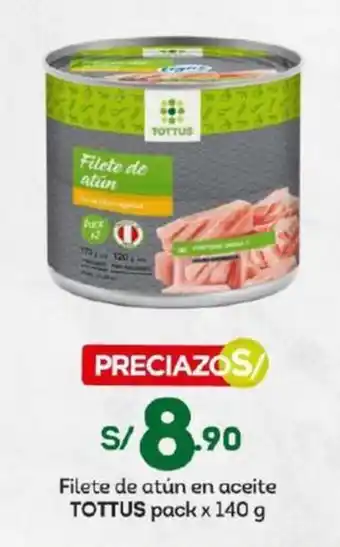 Tottus Filete de atún en aceite TOTTUS pack x 140 g oferta