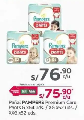 Tottus Pañal PAMPERS Premium Care Pants G x 64 uds. / XG x 52 uds./ XXG X52 uds. oferta