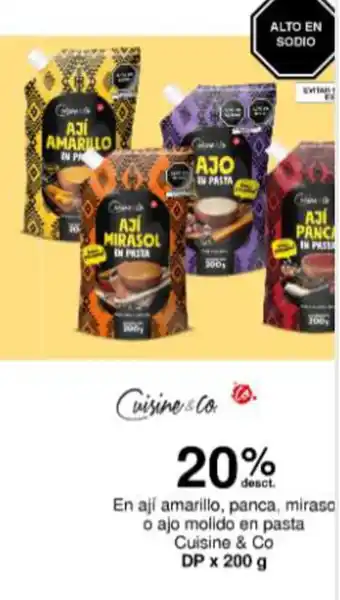 Metro En ají amarillo, panca, miraso o ajo molido en pasta Cuisine & Co DP x 200 g oferta