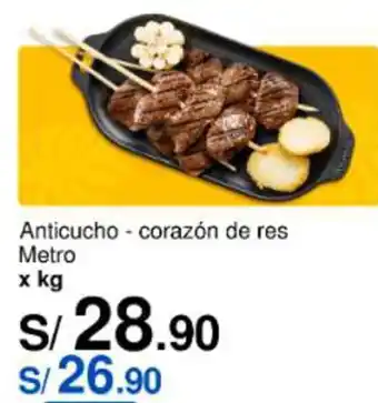 Metro Anticucho - corazón de res Metro x kg oferta