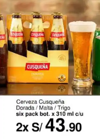 Metro Cerveza Cusqueña Dorada / Malta / Trigo six pack bot. x 310 ml x 2 oferta