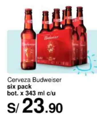 Metro Cerveza Budweiser six pack bot. x 343 ml c/u oferta