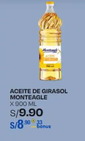 Wong ACEITE DE GIRASOL MONTEAGLE X 900 ML oferta