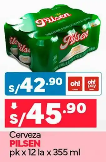 Plaza Vea Cerveza PILSEN pk x 12 la x 355 ml oferta