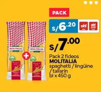 Plaza Vea MOLITALIA fideos spaghetti/linguine/tallarin 450 g oferta