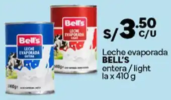 Plaza Vea Leche evaporada BELL'S entera/light la x 410g oferta