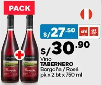 Plaza Vea Vino TABERNERO Borgoña/Rosé pk x 2 bt x 750ml oferta