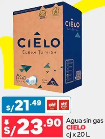 Plaza Vea Agua sin gas CIELO cj x 20L oferta