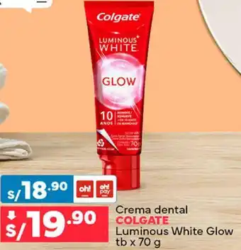 Plaza Vea Crema dental COLGATE Luminous White Glow tb x 70g oferta