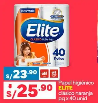 Plaza Vea Papel higiénico ELITE clásico naranja pq x 40 unid oferta