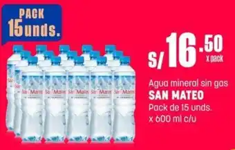 Makro Agua mineral sin gas SAN MATEO Pack de 15 unds. oferta