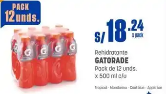 Makro Rehidratante GATORADE Pack de 12 unds x 500 ml c/u oferta