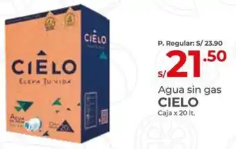Vega Agua sin gas CIELO Caja x 20It oferta