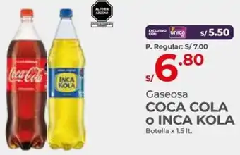 Vega Gaseosa COCA COLA o INCA KOLA Botella x 1.5lt oferta