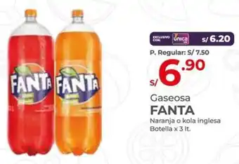 Vega Gaseosa FANTA Naranja o kola inglesa Botella x 3lt oferta