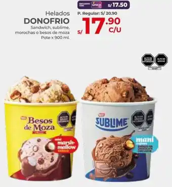 Vega Helados DONOFRIO Sandwich, sublime, morochas o besos de moza Pote x 900ml oferta
