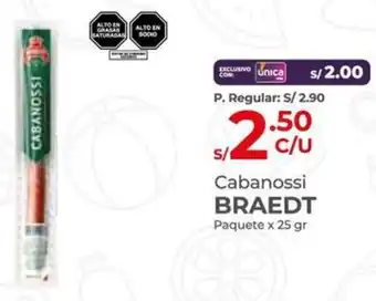 Vega Cabanossi BRAEDT Paquete x 25gr oferta